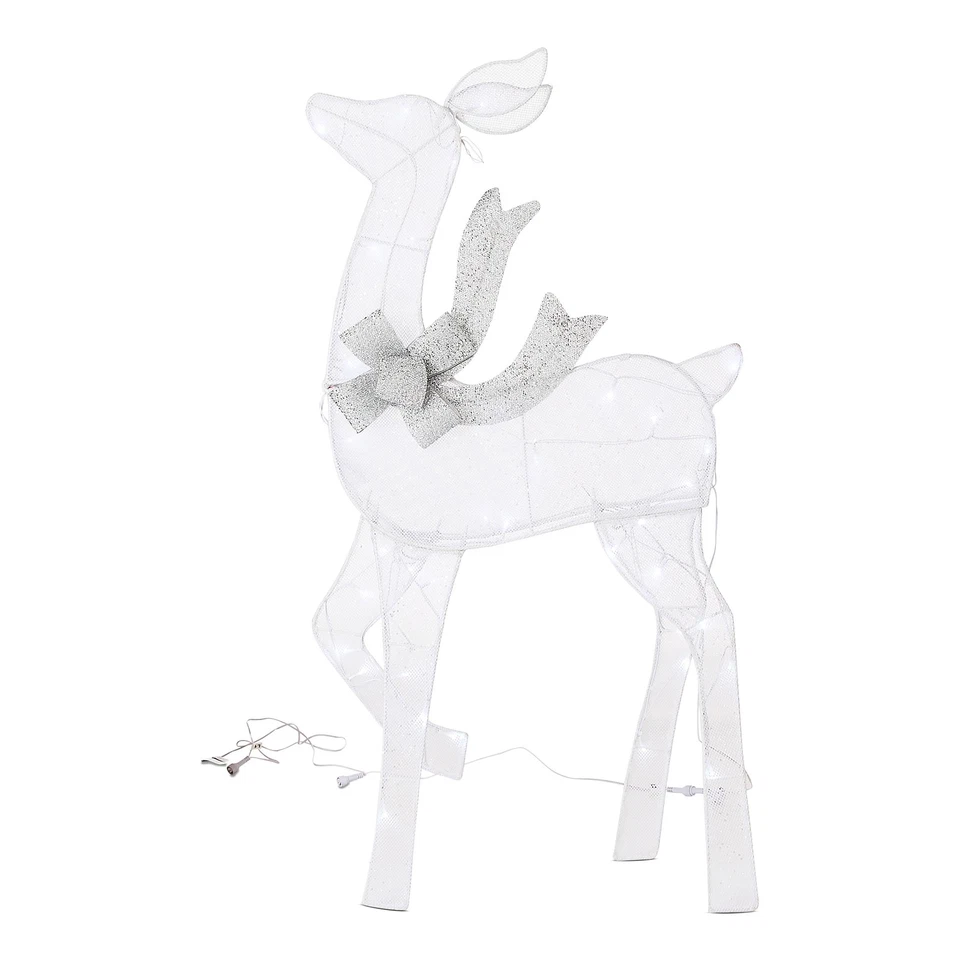 Juego de 3 Ciervos Familia Con 120 Luces LED Blancas Navidad Exterior Patio Decoración Foto 4 de 4