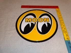 VINTAGE "MOON EYES SPEED EQUIPMENT" 11 3/4" PORCELAIN METAL GASOLINE & OIL SIGN!