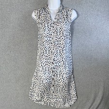 Cabi Sleeveless Button Front Dress Blue Brown Abstract Print Women Medium 5585