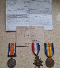 WWI Trio of medals - Named, 1914-15 Star, 1914-18 War and Biligual Victory Medal
