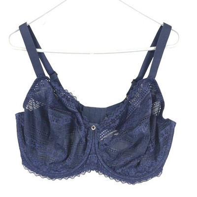 Bravissimo Lacey Boho Bra Navy Blue 38H Full Cup Underwire Lace Detail