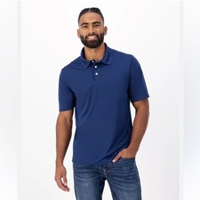 Hanes Men  s Blue Cool Dri Performance Polo Shirt Short Sleeve Casual - Size M