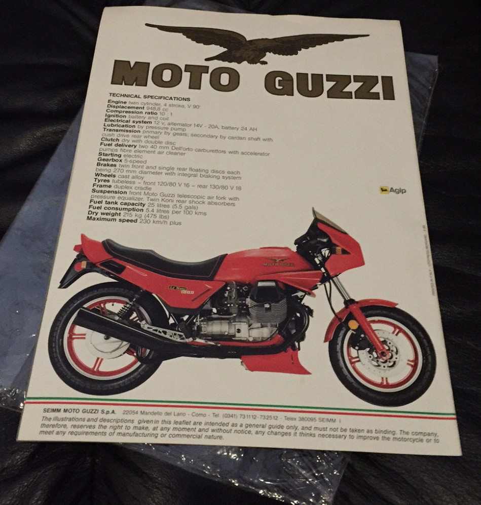 1985 Original Moto Guzzi Original Motorcycle Dealer Sales Brochure