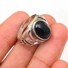 Black Onyx Men's Ring Solid 925 Sterling Silver Statement Ring, All Size M497