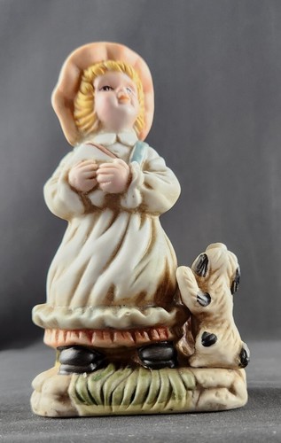 5.5" Vintage Ceramic Girl Student With Puppy And Book #F6 - Picture 9 of 9