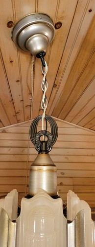 Lightolier Luxart Vintage Ceiling Light Art Deco C1934 Slip Shade - Picture 8 of 16