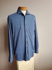 Bugatti Men's Flex Knit Blue Button Down Shirt Size XXL 45/ 46