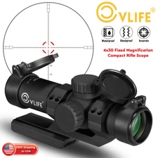 Compact 4x30 Rifle Scope Illuminated Customized-Dot Reticle w/ 30mm Offset Mount