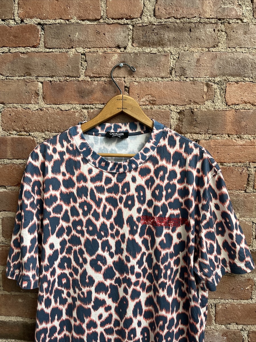 Calvin Klein 205W39NYC Men's Tee, Sz Small, Leopard Print Calvin Klein 205W39NYC Men's Tee, Sz Small, Leopard Print