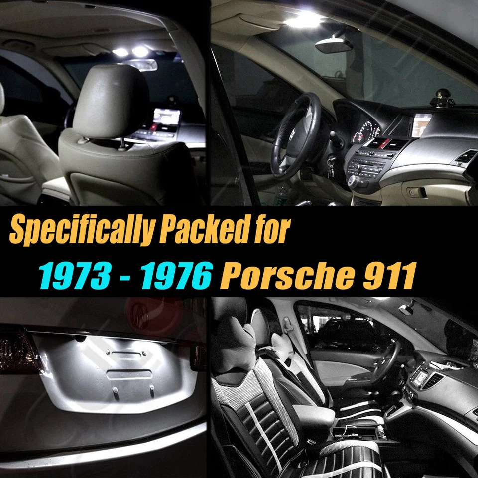 Комплект из 8 супербелых светодиодных ламп для салона автомобиля для Porsche 911 1973-1976 годов выпуска - Изображение 2 из 4