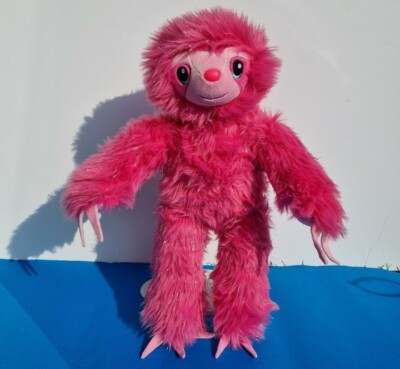 Build A Bear rosa Faultier Mädchen Jungen Plüsch sehr guter Zustand hält Pfoten zusammen 