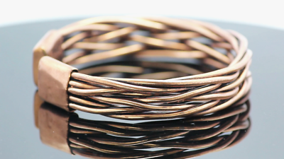 Bracelet manchette en cuivre oxydé : bijoux de guérison enveloppés de fil métallique - France