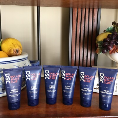 New Lot 6 Dollar Shave Club Products Butter Prep Scrub Post Shave Dew 30ml/1oz