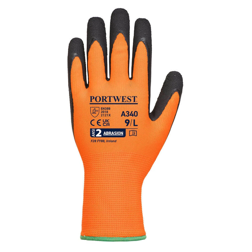 12 X Portwest A340 Hi Vis Griff Arbeitshandschuhe Lang Bündchen 471 - All Größen - Bild 3 von 4