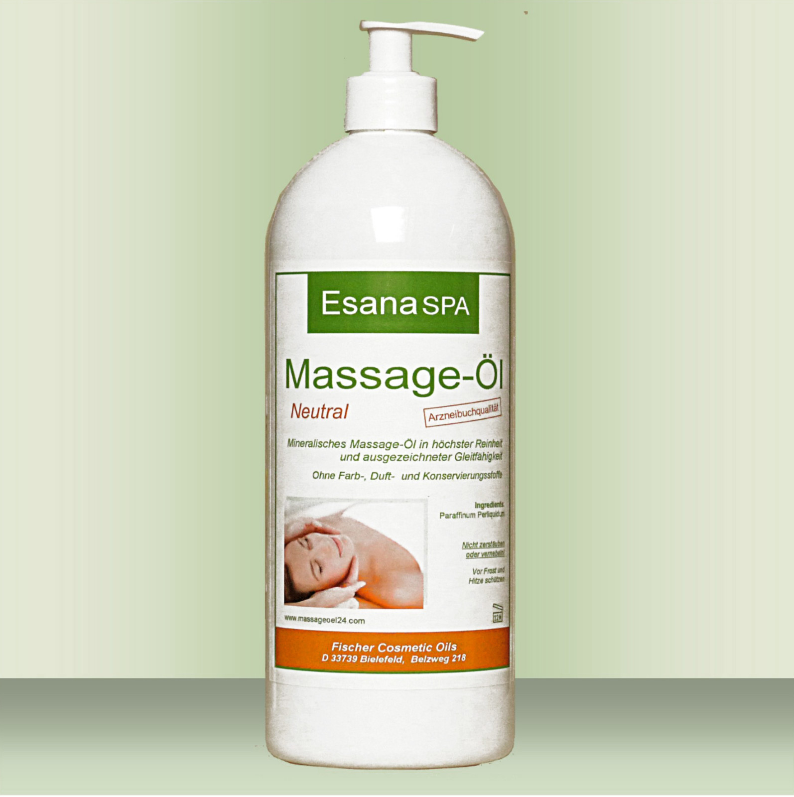 Massageöl 1 Liter neutral EsanaSPA für Wellness & Therapie med. Qualität +Pumpe