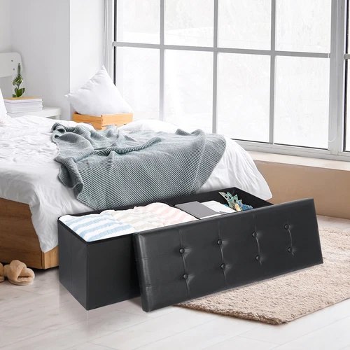 Folding Storage Ottoman Bench Foot Rest Foot Stool for Bedroom Entryway Indoor - Imagen 44 de 93