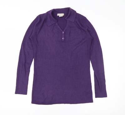 Daxon Damen lila Kragen Acrylmischung Pullover Größe 10