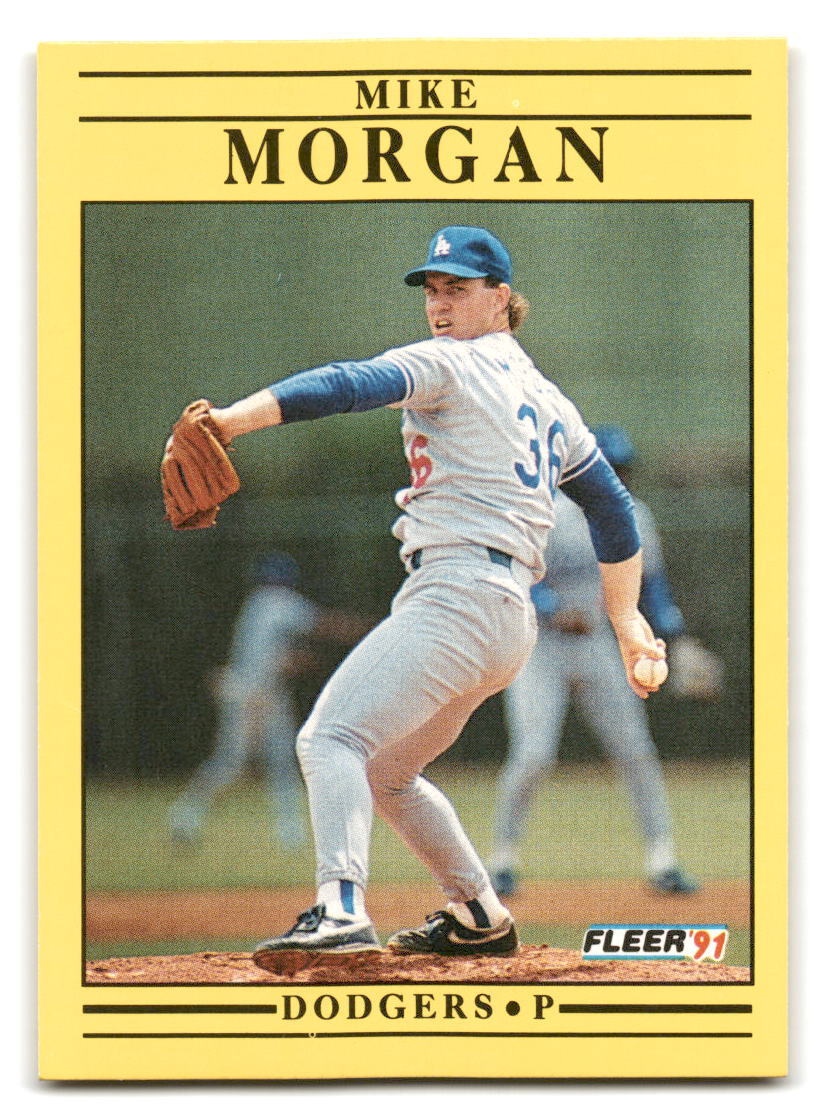 Mike Morgan 1991 Fleer #213a LA Dodgers First stat grouping is two lines