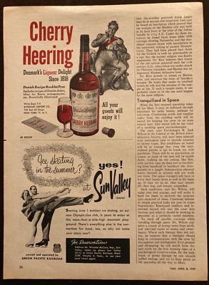 1957 CHERRY HEERING DENMARK LIQUEUR DELIGHT  bottle Time Magazine ad