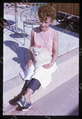 sl83 Original slide 1966 Arizona Lady w/ Poodle red bow 147a
