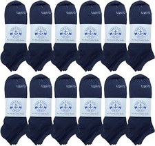 Yacht Smith Mens Cotton Shoe Liner Training Socks Size 10-13 12 Pairs Navy