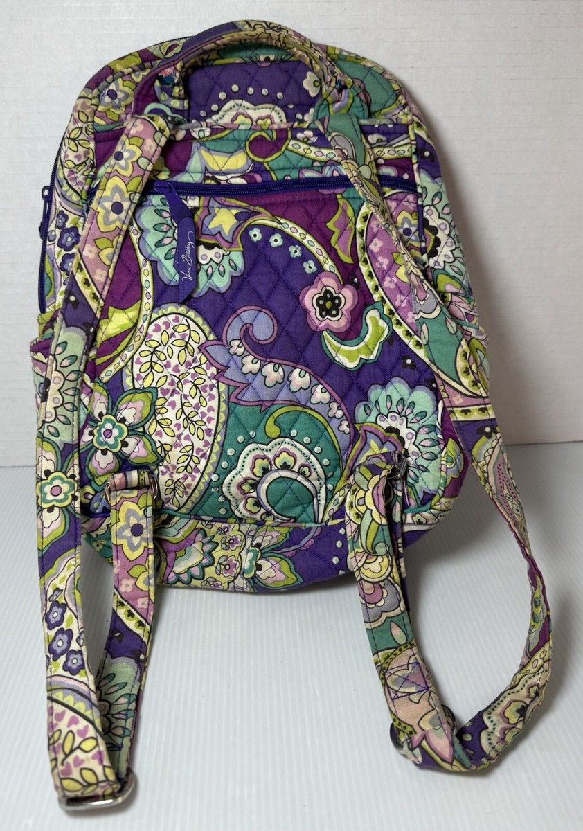 Vera Bradley Purple and Green Backpack cosmetic pouch Set Heather paisley teal Vera Bradley Heather Paisley Backpack Teal Maroon Purple  main image 2