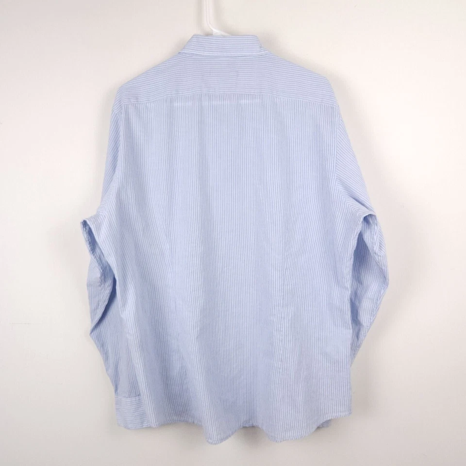 Camisa John Varvatos Para Hombre XL Azul Rayas Algodón Abotonada Delgada Ligera Foto 2 de 4