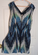 Rachel Rachel Roy Womens Blue Watercolor Zip Front Dress Size XXL  Sleeveless