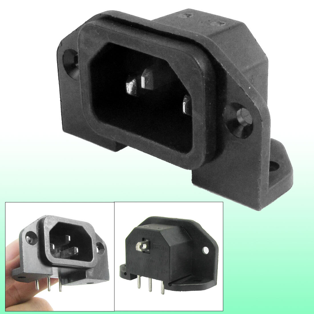 AC 250V 10A 3 Pin Panel Mount Socket Receptacle 5 Pack 5-Pack IEC320 ...