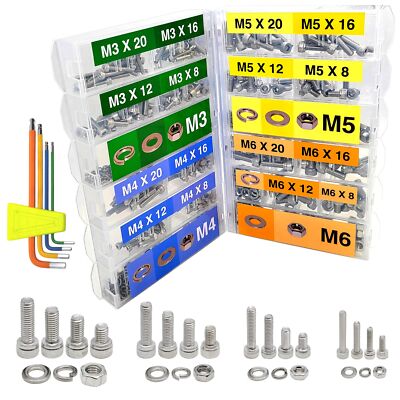 880pcs Metric M6 M5 M4 M3 Metric Bolt Assortment Metric Screws Assortment Kit 16