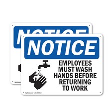  2 Pack Employees Must Wash Hands Before Work OSHA Notice Sign Decal Metal
