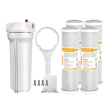 10 Inch Whole House Water Filter Housing Filtration System 4PCS CTO Carbon Block