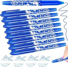 8 Erasable Pens Blue - Eraser Pen Rub Out Pens, Erasable Pen with Eraser, Fricti