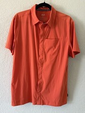 Jack Wolfskin Men s S Summer Orange Snap Front Short Sleeve Collared Shirt EUC