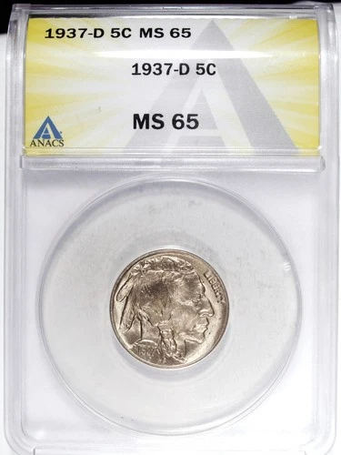 1937 D ANAC's MS 65 Buffalo Nickel ☆☆ Great For Sets ☆☆ Great Set Filler 335