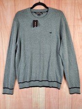 Michael Kors Mens Sweater Sz Large Gray knitted Long Sleeve Crew Neck Pullover
