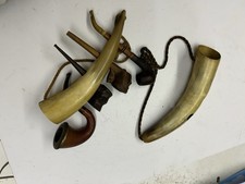 Two Bone Pipe Racks and Four Vintage Pipes