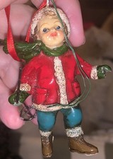 Vintage Old World  Christmas Tree Ornaments Ice Walking Boy. Rare and u usual.  