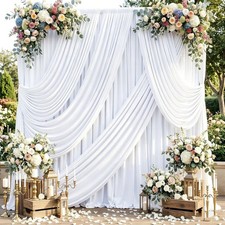 Elegant 4-Panel White Photo Backdrop - 20ftx10ft for Birthdays Anniversaries