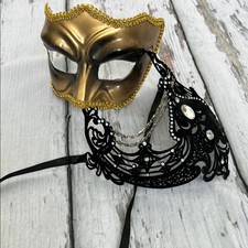 Elegant Gold and Black Masquerade Mask Set