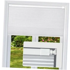 Cordless Cellular Shades, No Drill No Tools 34"W x 48"H Blackout White