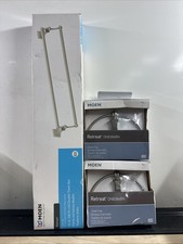3PC MOEN Retreat 24 in Double Towel Bar And Robe Hooks In Brushed Nickel