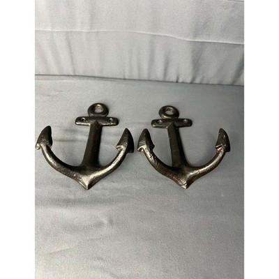 Set of 2 Iron Anchor Wall Hooks 8x5''