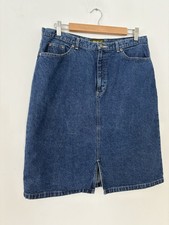 EDDIE BAUER Sz 14 Blue Denim Skirt Western Cottage Core Work Travel Casual Knee