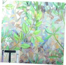 Rainbow Window Privacy Film with Installation 35.4 x 78.7 Inch Leaf Rainbow