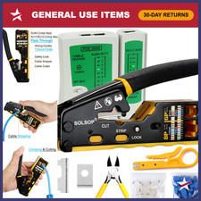 RJ45 Crimp Tool Kit - Pass Through Ethernet Crimper with Cable Tester  Accessor