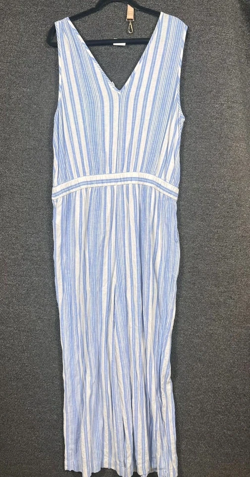 Mono Gap Utility a Rayas Cintura Definida Sin Mangas Para Mujer Talla XL Alto Azul Foto 2 de 4