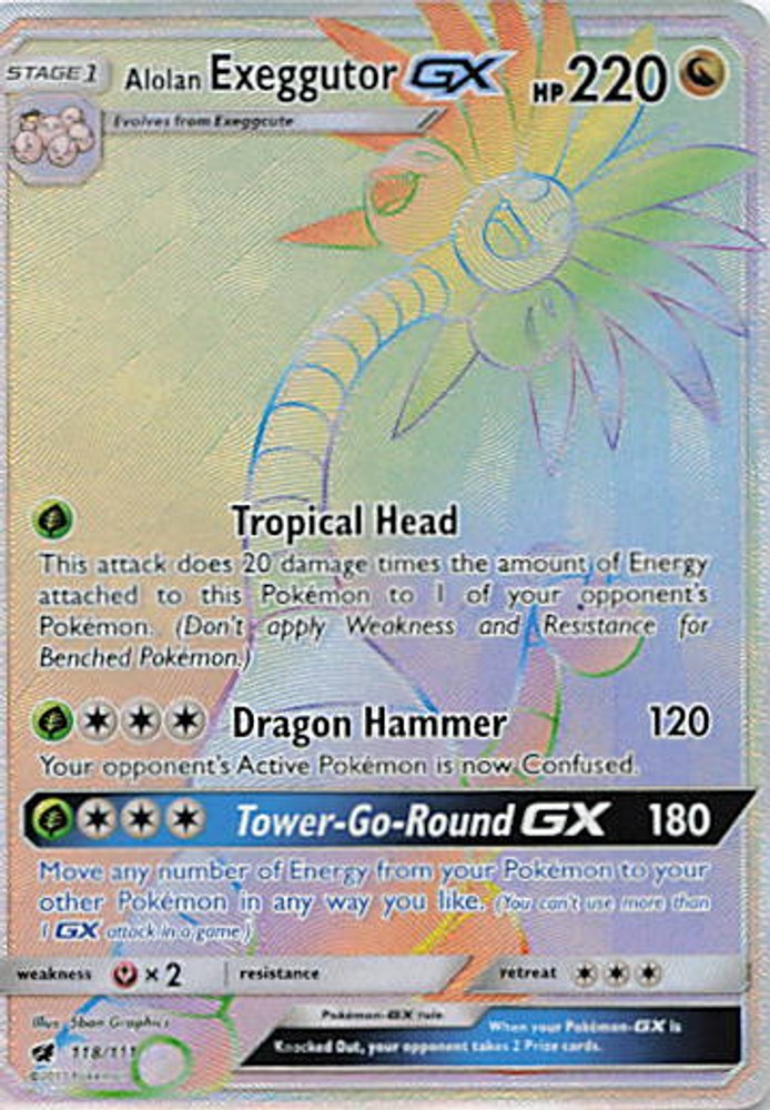 Alolan Exeggutor GX (Secret) SM04 Holofoil 118/111 SM - Crimson Invasion NM
