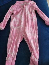 Anko Baby 0-3 Months Baby Girl Pink And White Tie-dye Sleepsuit