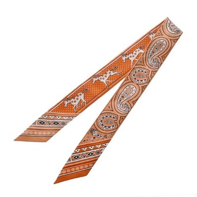 HERMES Twilly CHEVAL DE COEUR BANDANA 064259S Orange/Apricot/Blanc Women scarf